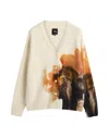 Y-3 Cream Knit Graphic Cardigan In Neutral