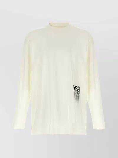 Y-3 Crew Neck Long Sleeves Side Slits T-shirt In White