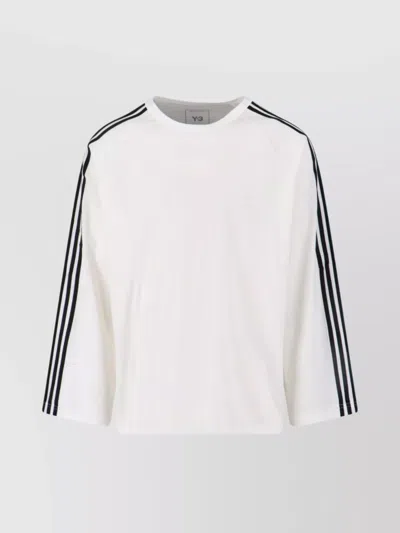 Y-3 CREW NECK STRIPED RAGLAN SLEEVES TOP