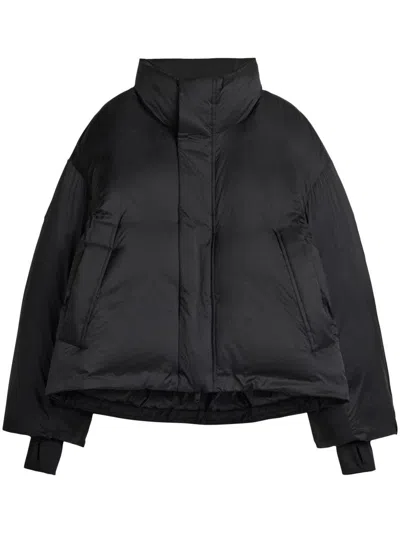 Y-3 Cropped Black Puffer Jacket With High Collar