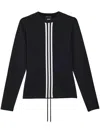 Y-3 Cropped Black Sweater With Vertical Stripe Detail In Black