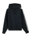 Y-3 Black Cotton And Recycled Polyester Hoodie With White Raglan Stripes In Black