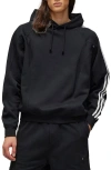 Y-3 Black Cotton And Recycled Polyester Hoodie With White Raglan Stripes In Black