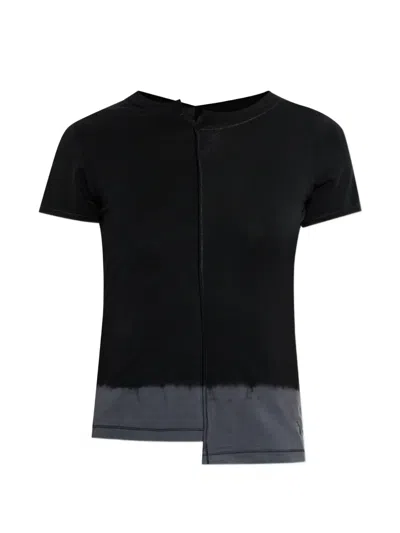 Y-3 Asymmetric Hem Short Sleeve Round Neck Top In Black