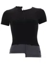 Y-3 Asymmetric Hem Short Sleeve Round Neck Top In Black