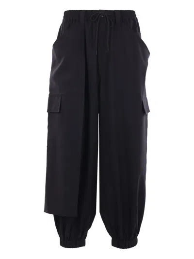 Y-3 Drawstring-waist Cargo Pants In Blue