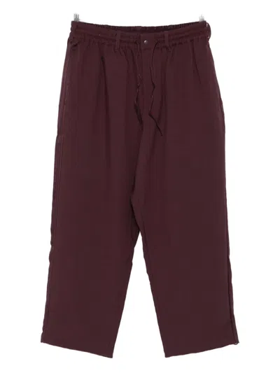 Y-3 Drawstring-waist Cotton Trousers In Purple