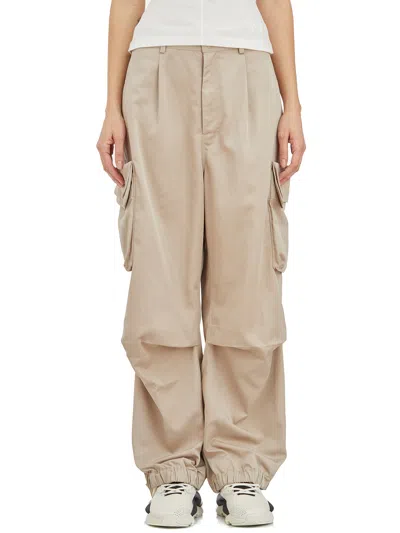 Y-3 Eco-chic Women's Twill Cargo Pants With Adjustable Drawstring And Zipper Closure In Tan