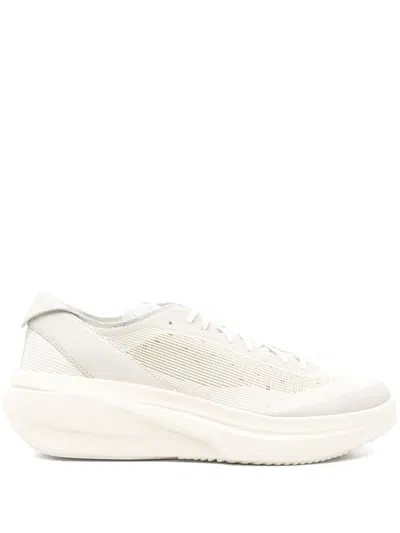 Y-3 Ecru Flatform Sneakers With Raised Logo Detail