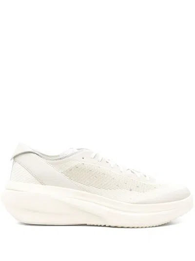 Y-3 Ecru Flatform Sneakers With Raised Logo Detail In Neutrals