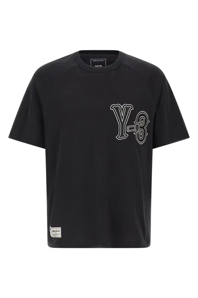 Y-3 Men Black Cotton Logo Printed T-shirt, S Luxury T-shirts For Men Darveys