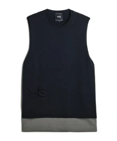 Y-3 Embossed-logo Knitted Vest In Black