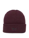 Y-3 Embroidered-logo Beanie Hat In Burgundy