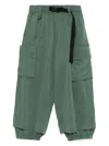 Y-3 Straight Trousers With Adjustable Belt And Pockets In Green