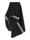 Y-3 Asymmetrical Black Midi Skirt With Triple Stripe Accents In Black
