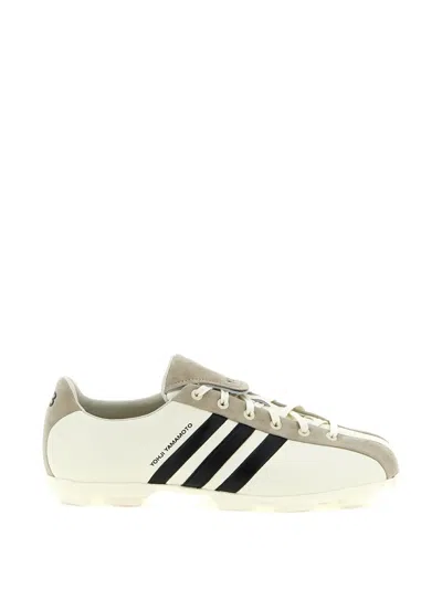 Y-3 Field Striped Leather Sneakers In White