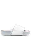 Y-3 Silver-tone Flatform Slides In Silver