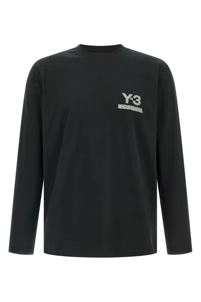 Y-3 Graphic Print Long Sleeve Crew Neck T-shirt In Black