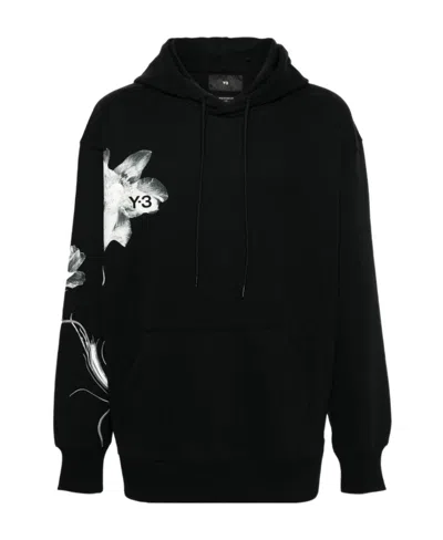 Y-3 Y-3 LOGO PRINTED DRAWSTRING HOODIE