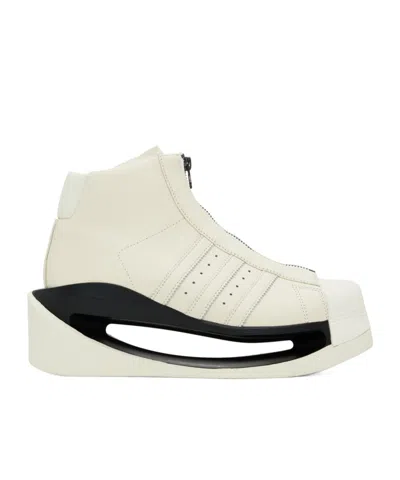 Y-3 Front Zipper High-bang Sneakers In Cream White/black/of