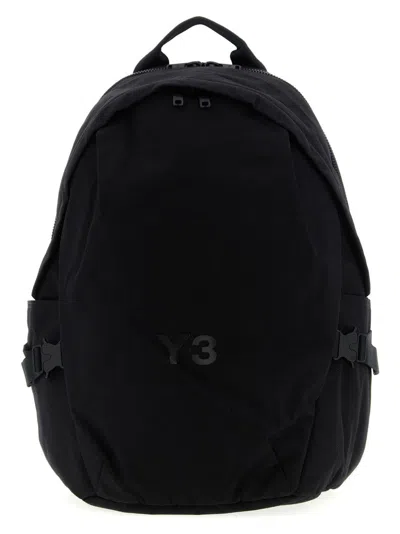 Y-3 Functional Cordura Backpack With Embossed Logo And Adjustable Features In Black