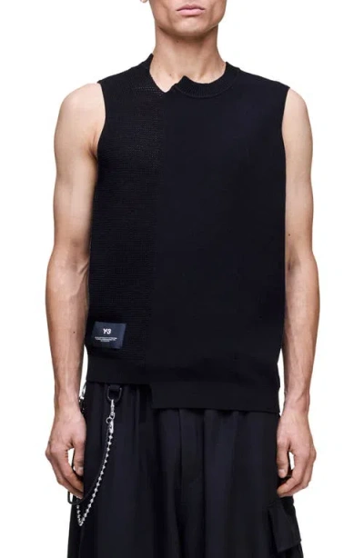 Y-3 Gfx 3-stripes Decconstructed Sweater Vest In Black