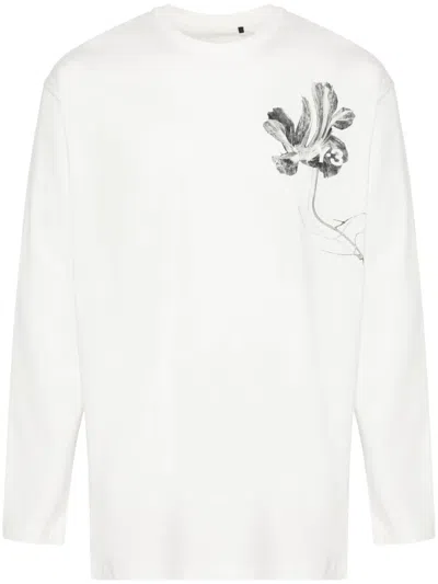 Y-3 Gfx Floral-print Cotton T-shirt In White
