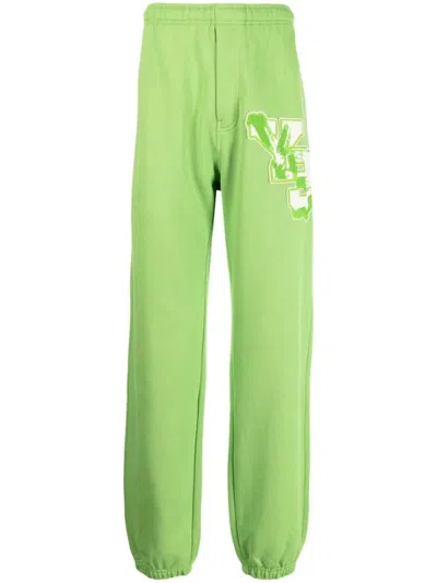 Y-3 Logo-patch Organic Cotton Track Pants In Green