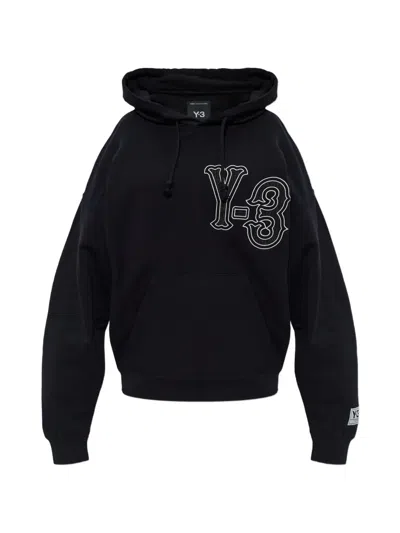 Y-3 Gfx Logo-detail Hoodie In Black