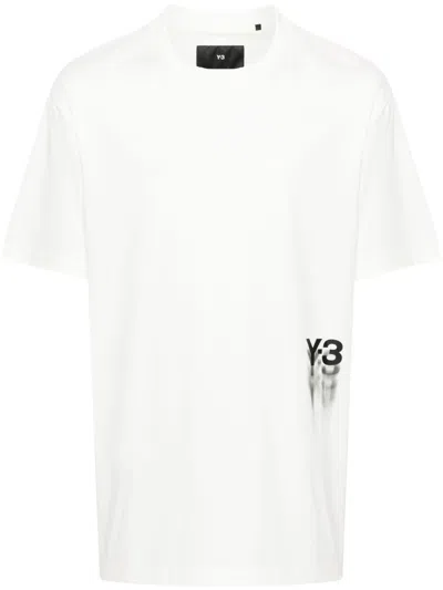 Y-3 Blur Logo T-shirt In Cream