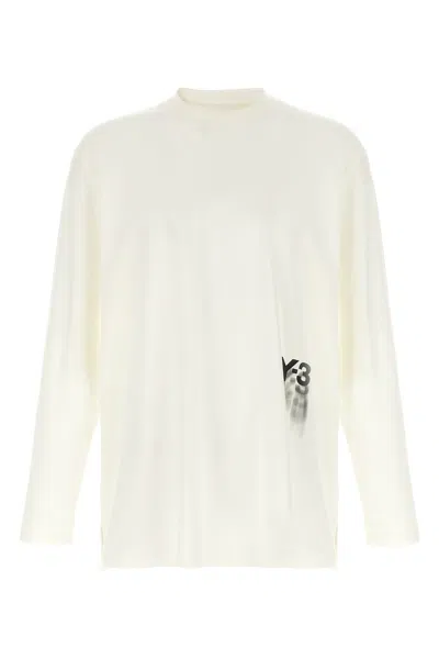 Y-3 Crew Neck Long Sleeves Side Slits T-shirt In White