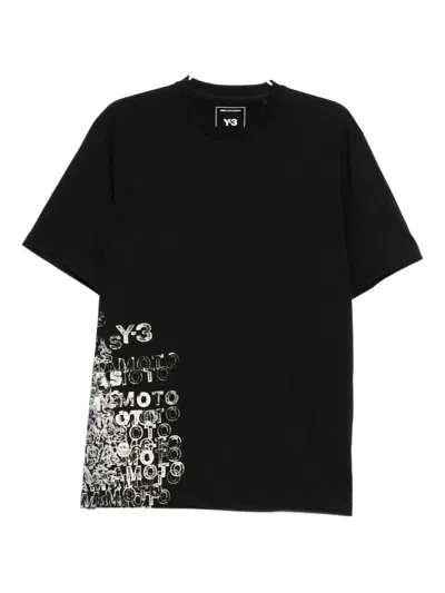 Y-3 Adidas Gfx Graphic-print Cotton T-shirt Clothing In Black