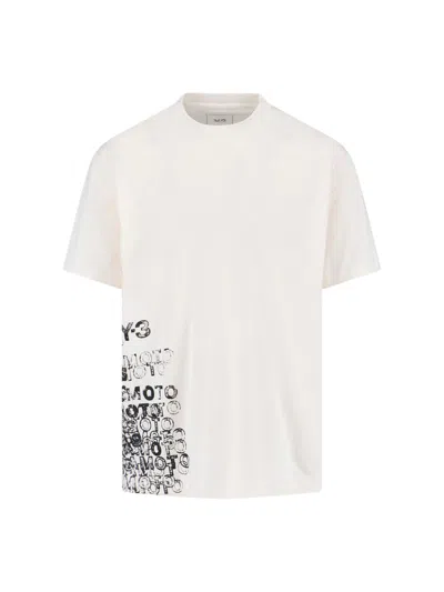 Y-3 Chalk White Cotton T-shirt In Gray