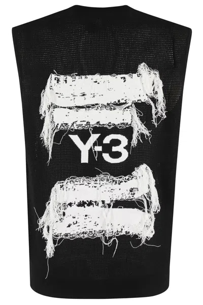 Y-3 Graphic Knitted Vest In Black