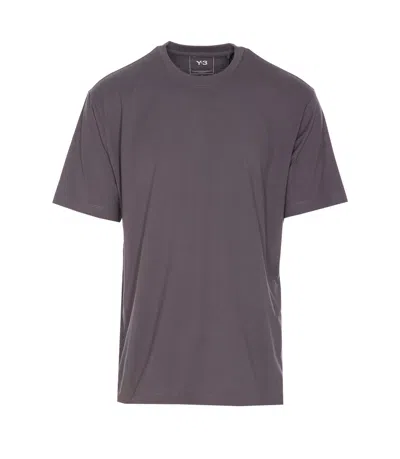 Y-3 Logo-print Crew-neck Tee In Gray