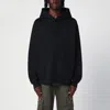 Y-3 Black Cotton And Recycled Polyester Hoodie With White Raglan Stripes In Black