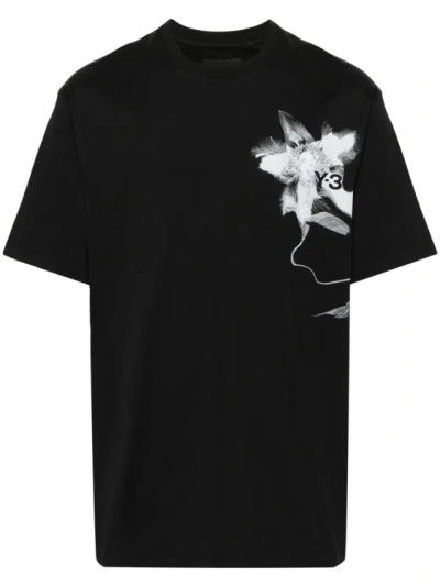 Y-3 Graphic-print Cotton T-shirt In Black