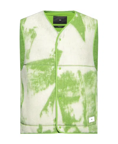 Y-3 Graphic-print Felted Vest In Green