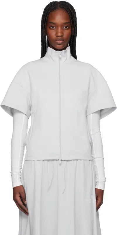 Y-3 Gray 3-stripes Short Sleeve Track Jacket In Grey