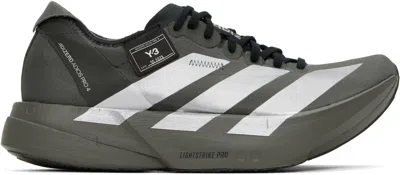 Y-3 Gray Adios Pro 4 M Sneakers In Cinder/cinder/black
