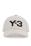Y-3 Y 3 Gray Cotton Cap With Large Logo And Curved Brim