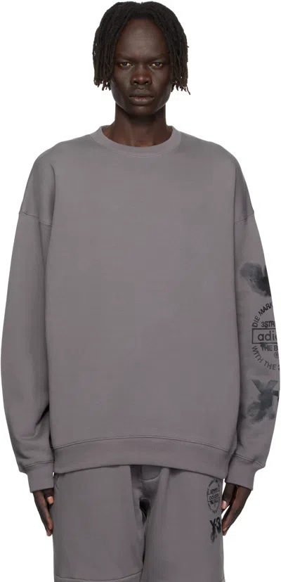 Y-3 Gray Graphic Crew Sweatshirt