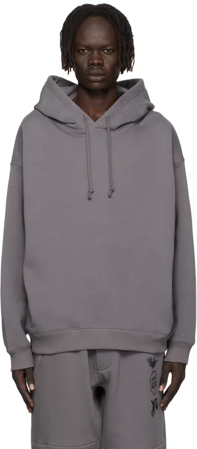 Y-3 GRAY GRAPHIC HOODIE