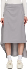 Y-3 GRAY REFINED WOVEN MAXI SKIRT