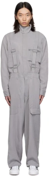 Y-3 Gray Suspender Cargo Pants In Grey