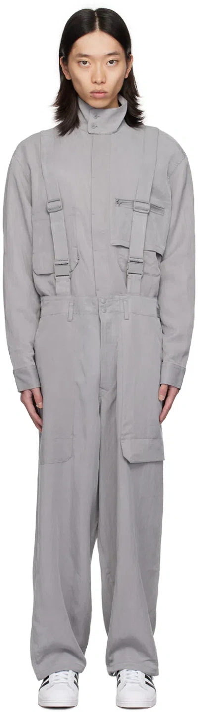Y-3 Gray Suspender Cargo Pants In Grey