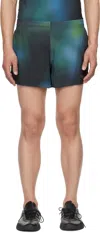 Y-3 Green Allover Print Running Shorts In Multicolour