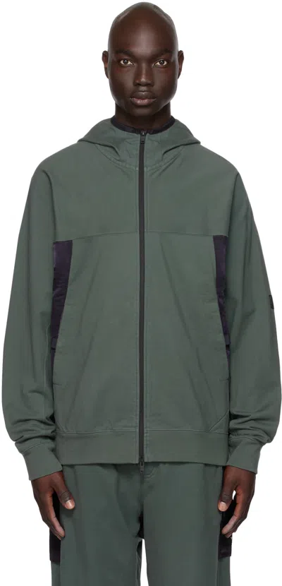 Y-3 Green & Black Paneled Hoodie In Utility Ivy/black