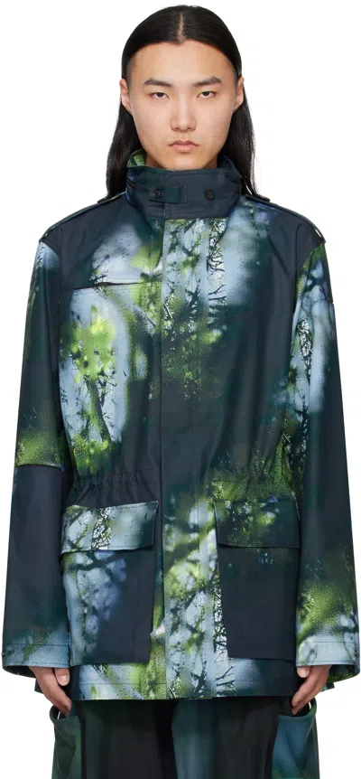 Y-3 Green & Blue Aop Field Jacket In Multicolour