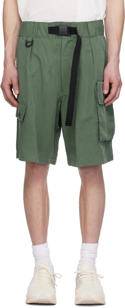 Y-3 Green Twill Cargo Shorts In Green Oxide